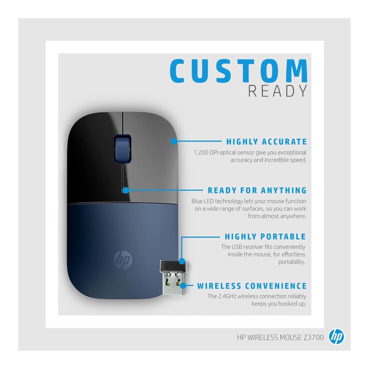 HP Z3700 Wireless Mouse Lumiere Blue 7UH88AA – HP Shop