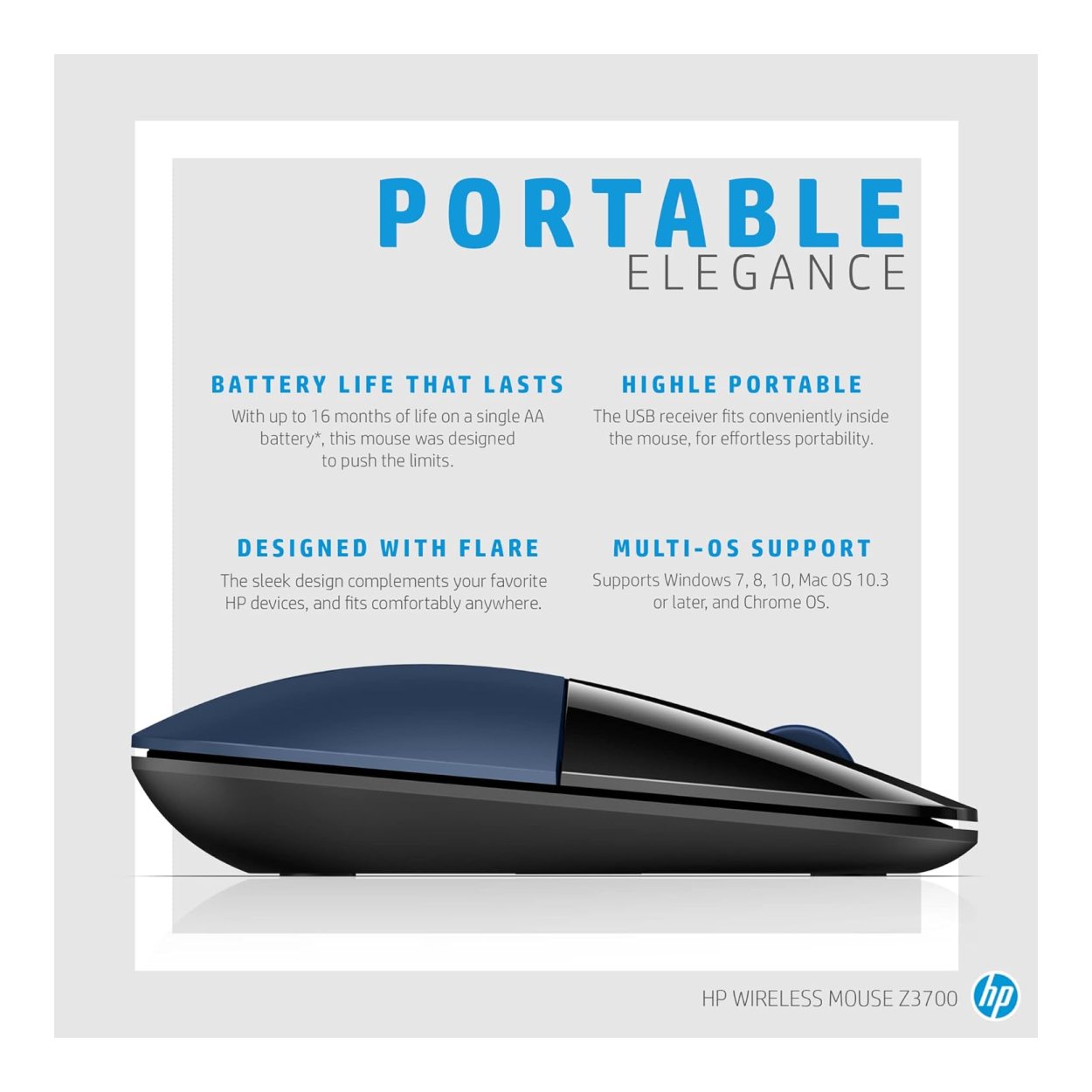 HP Z3700 Wireless Mouse Lumiere Blue 7UH88AA – HP Shop