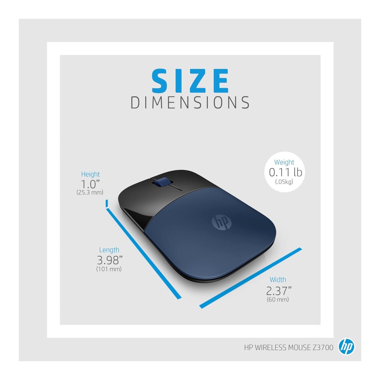 HP Z3700 Wireless Mouse Lumiere Blue 7UH88AA – HP Shop