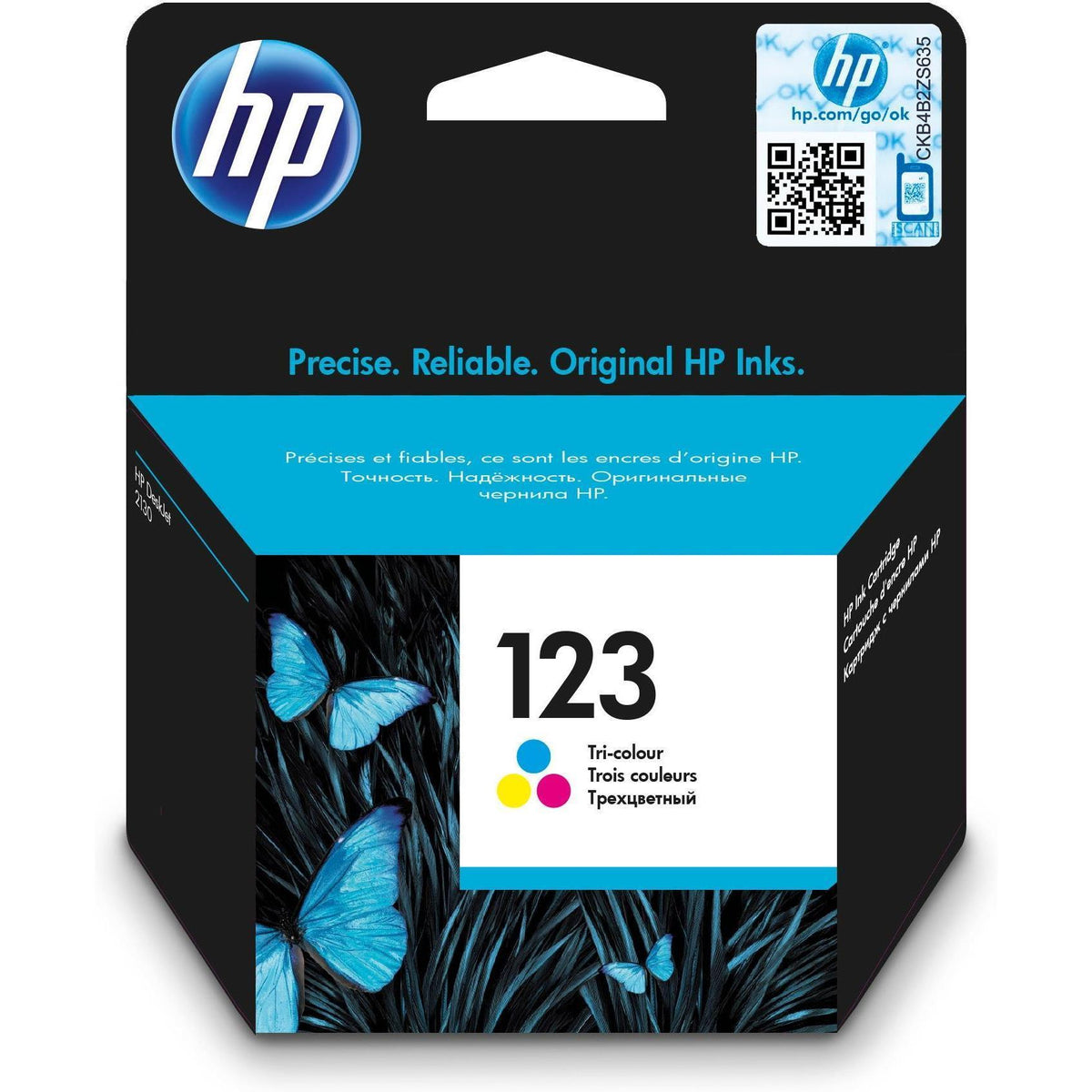 HP 123 Tri-Colour Printer Ink Cartridge Original F6V16AE Single-pack ...