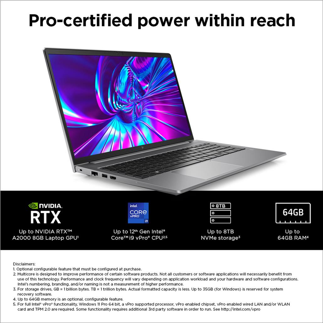 HP ZBook Power G9 15.6-inch FHD Laptop - Intel Core i7-12700H