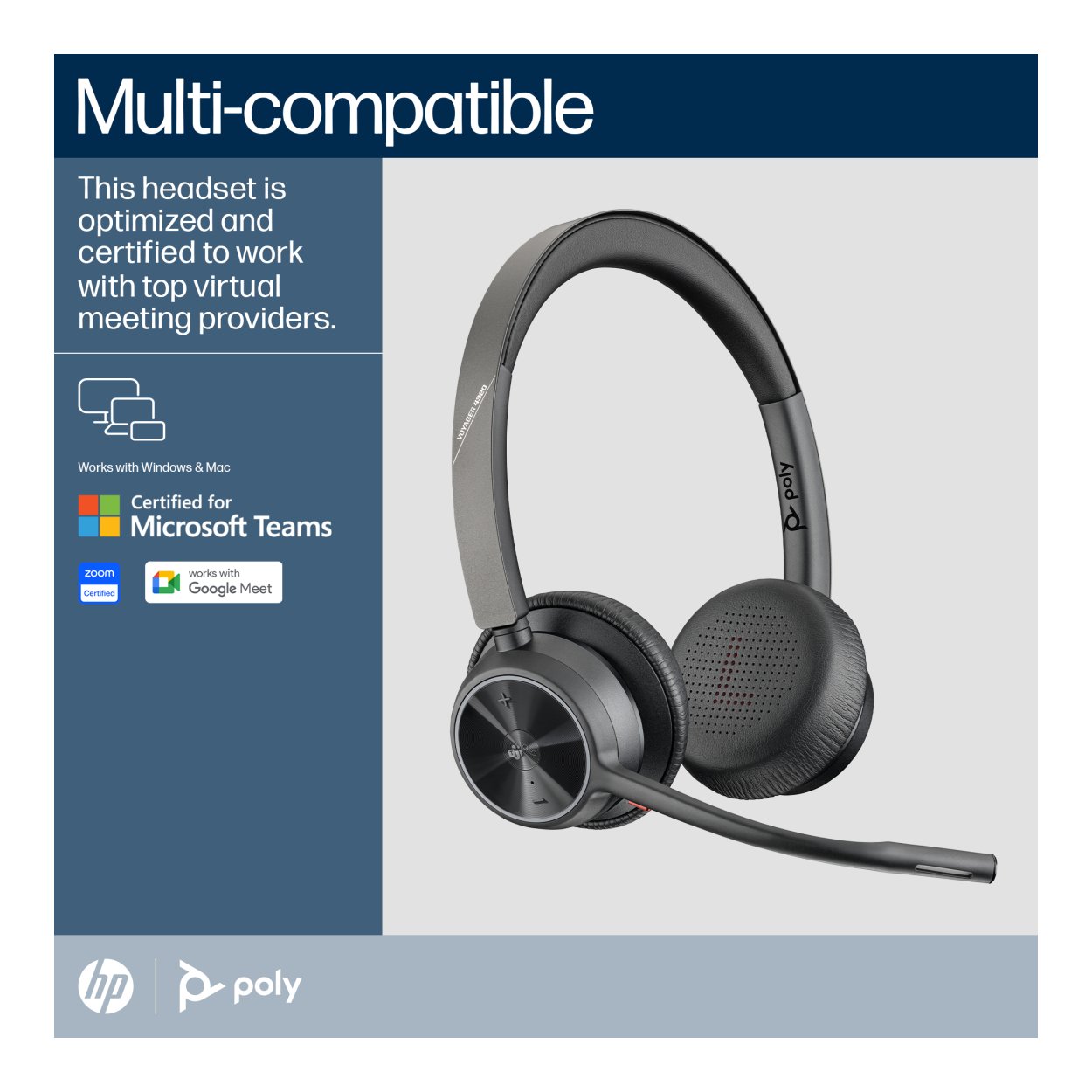 Poly Voyager 4320 Wireless Microsoft Teams Stereo Office Headset