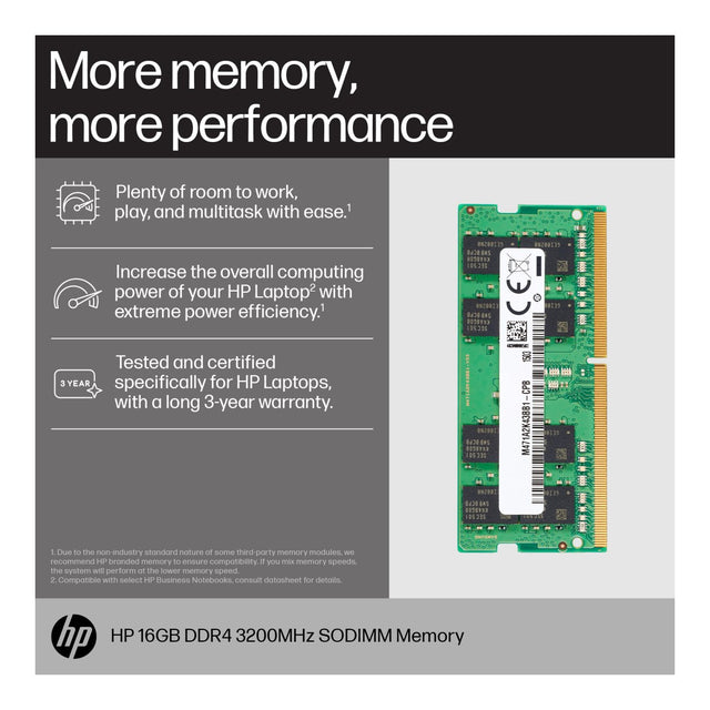 Memory Components Hp Stack HP 8C4X9AA SODIMM Memory Module 16GB DDR4 3200MHz – HP Shop