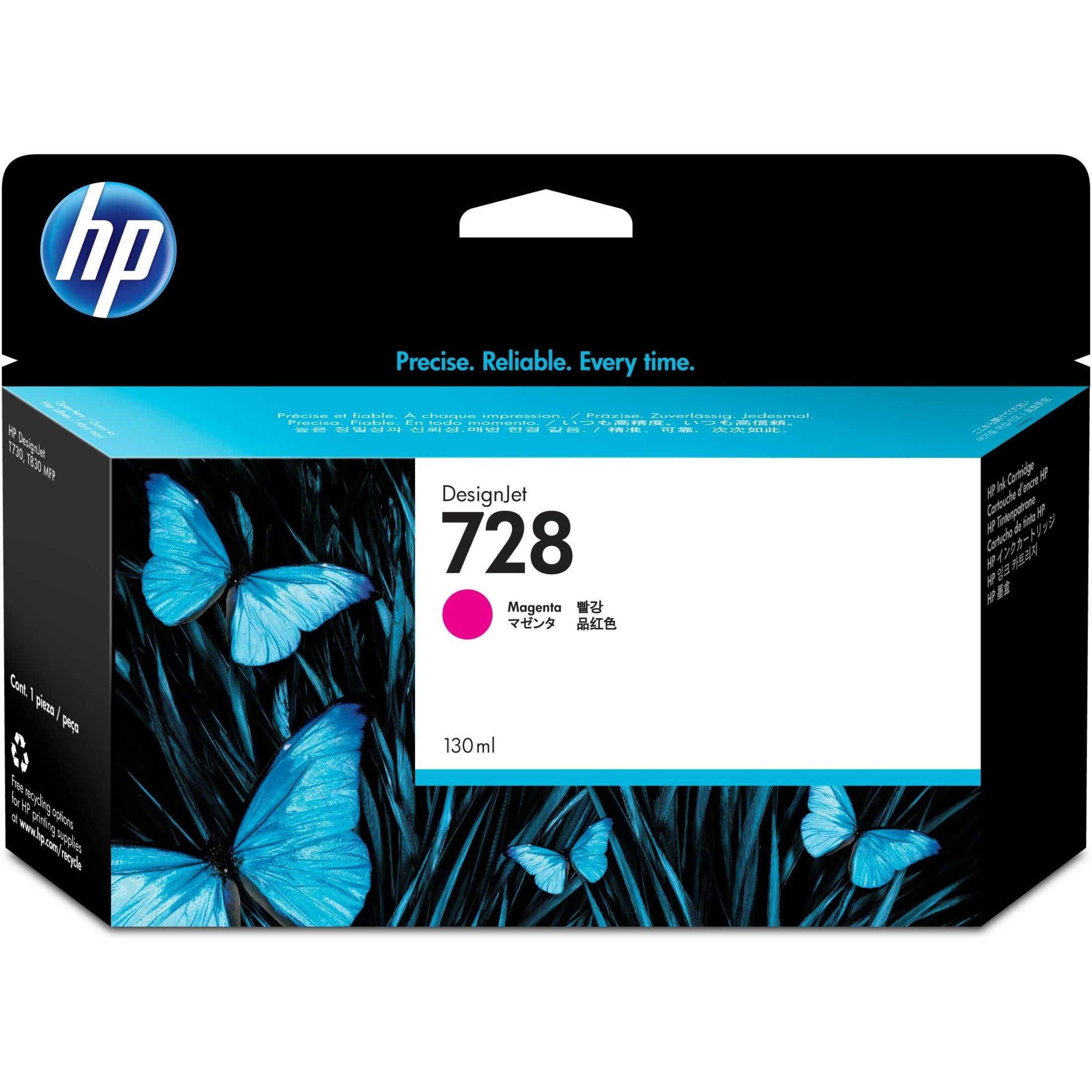 HP 728 130-ml DesignJet Magenta Printer Ink Cartridge Original